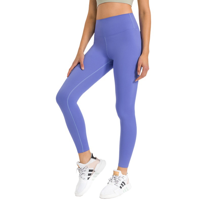 Dianqian New Tight Simple Cloud Sense Pants Stretch High Waist Nine-point Yoga Peach Hip Fitness Pants for Women DL186