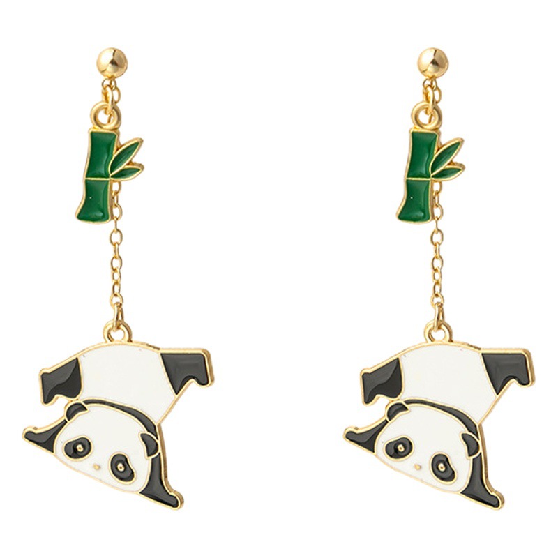 Silver Needle Wholesale Japanese and Korean Style Sweet Cute Small Fresh Cartoon Collected Earrings Panda Cat Creative Earrings