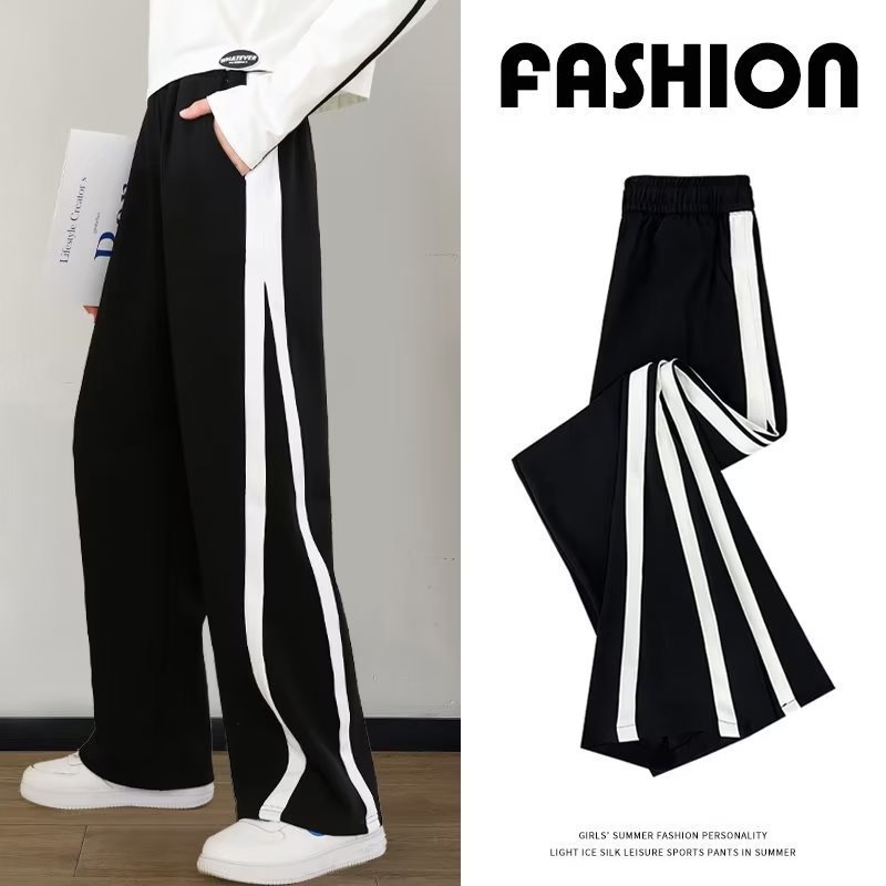Girls' Wide Leg Pants Children's and Girls' Summer Wear Thin Ice Silk Pants Large Children's Pendant Ice Silk Casual Sports Pants