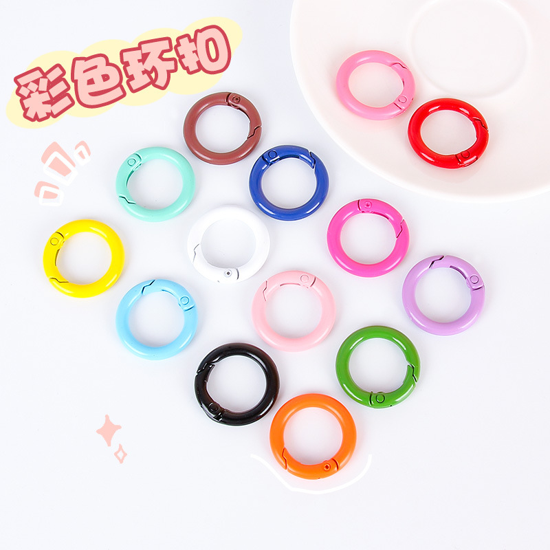 DIY accessories 25mm metal paint color clamp ring spring buckle key ring round opening ring hanging ring