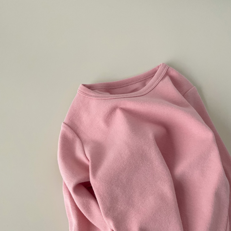 Picture of Children's Pure Cotton Thermal Underwear Boys' Bottoming Shirt Autumn and Winter Girls' Autumn Clothes Single-Piece Top Mid-Children's Half-High Collar Baby