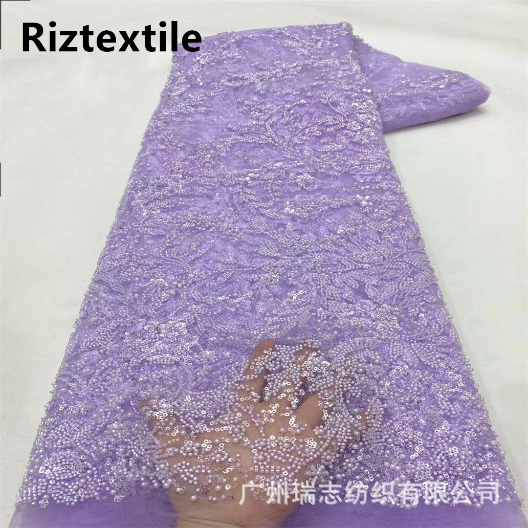 Picture of Wedding dress three-dimensional beads embroidered sequins embroidered lace lace fabric Embroidery beaded lace