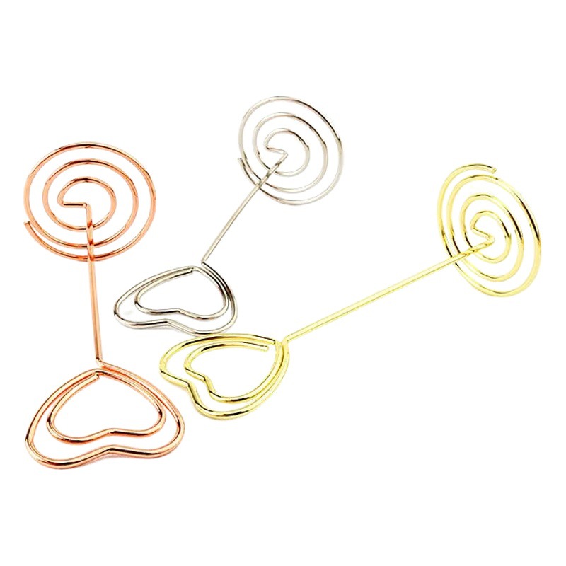 Cross-Border Creative Metal Heart-Shaped Message Holder Desktop Photo Holder Wedding Wedding Seat Note Holder in Stock