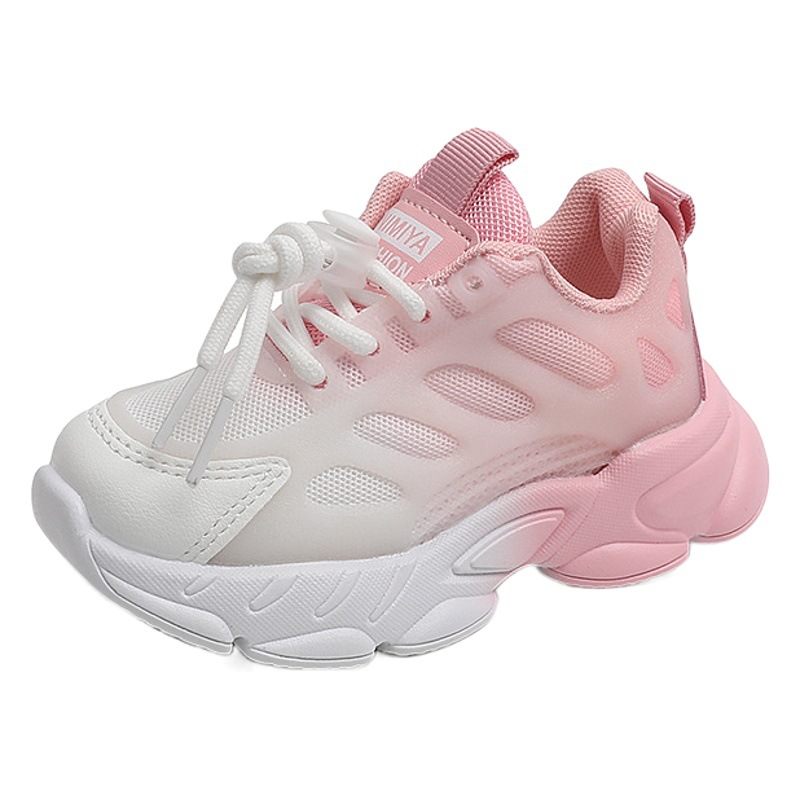 2025 Spring and Summer New Style Gradient Mesh Breathable Sports Shoes for Boys and Girls, Korean Style Small Fresh Running Shoes Trend