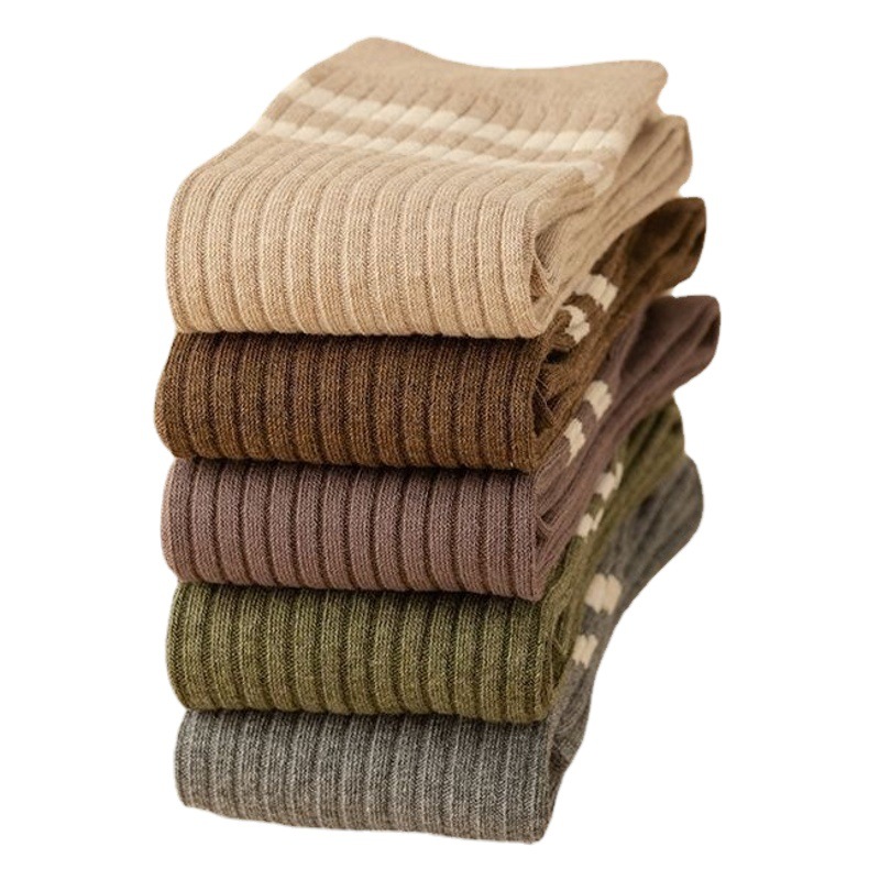 Socks Women's Calf Socks New Japanese Style JK Socks Solid Color Parallel Bars Striped Knee Socks Women's Long Barrel Vintage Stacked Socks