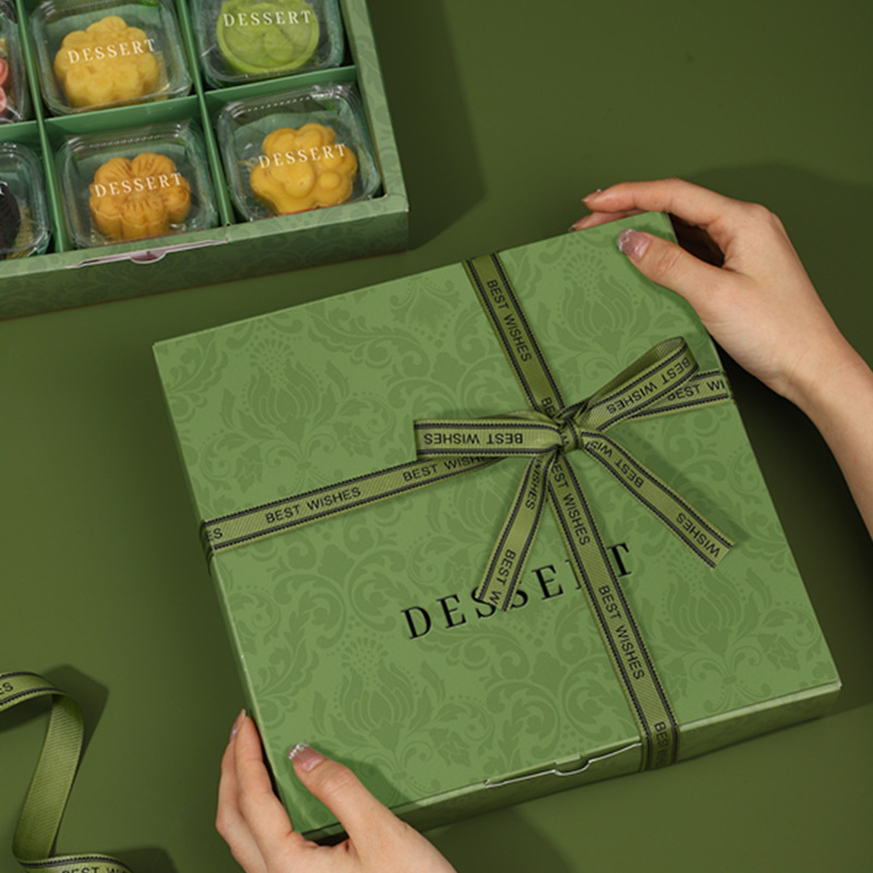 Picture of 2025 Mung Bean Sorbet Packaging Box Gift Box Mid-Autumn Flip-Top Egg Yolk Crisp 9-Square Grids Ice Skin Mooncake Pastry Box