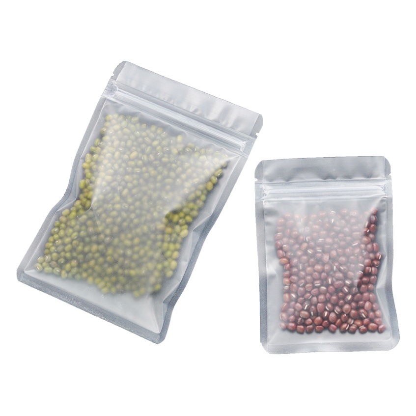 Frosted Flats Bottom Ziplock Bag Translucent Stand-Up Bag Flat Flap Pocket Pants Fruit Tea Packaging Bag Thickeneded Sealed Plastic Bag