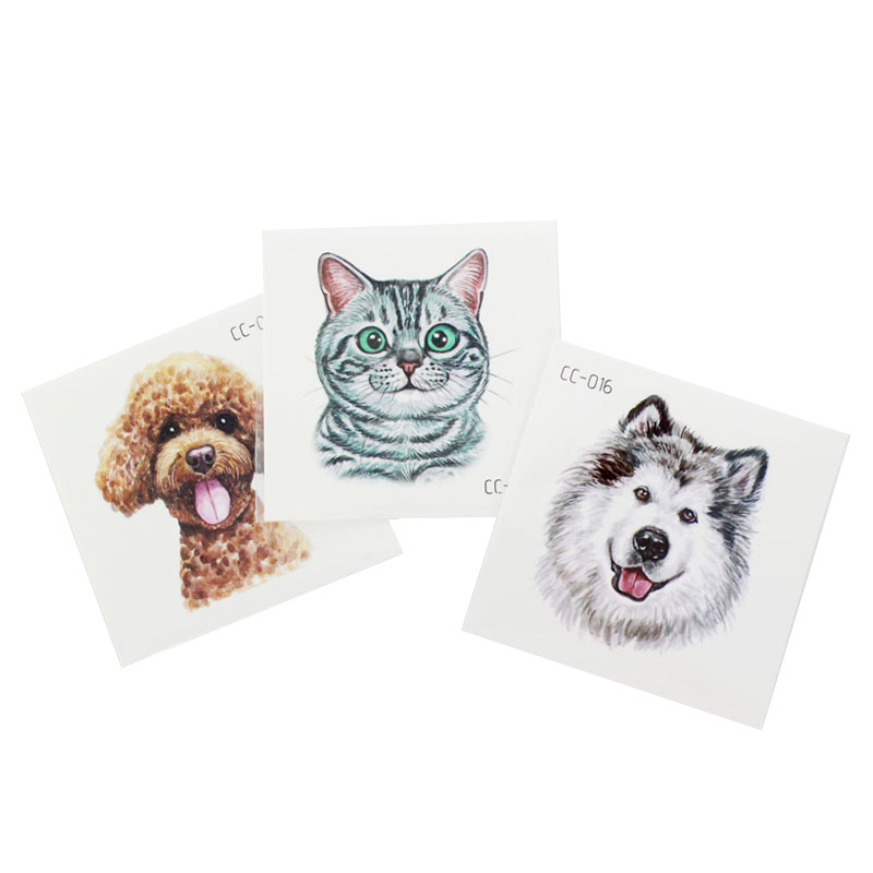 Picture of Cat and Dog Tattoo Stickers Waterproof Girls/Kidsren Cute Little Stickers Cartoon Animal Pet Tattoo Stickers