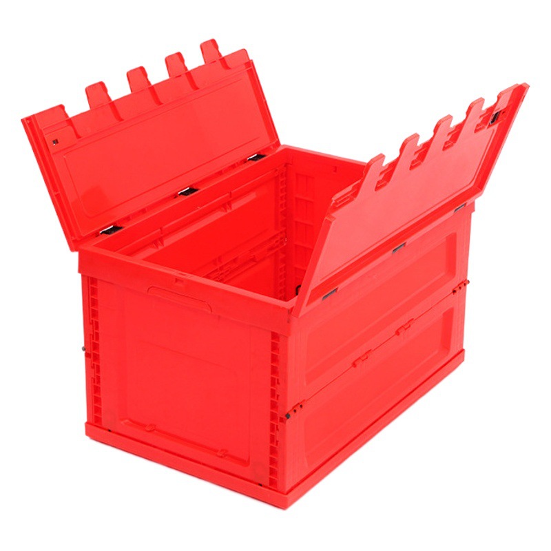 PP internal inverted folding storage box foldable turnover box 600*400*350 red storage folding box