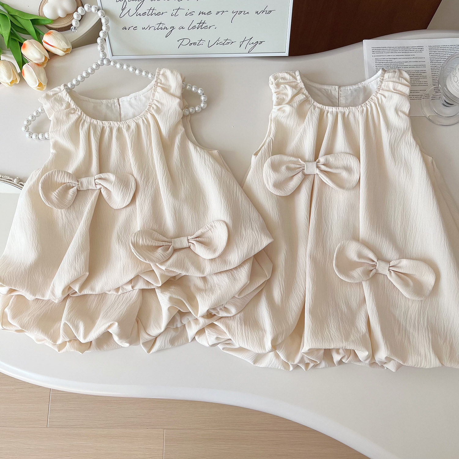 Girls Korean Style Vest Dress Summer 2025 New Kidsren's Bud Dress Little Girl Sleeveless Two