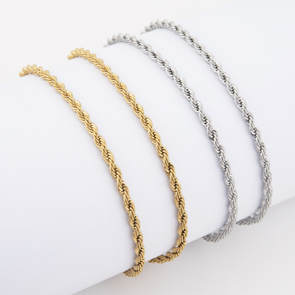 Picture of Stainless Steel Twist Chain Vacuum Color Retention Electroplating Non-Fading Gold Necklace Titanium Steel Hip-Hop Men's Chain Chain