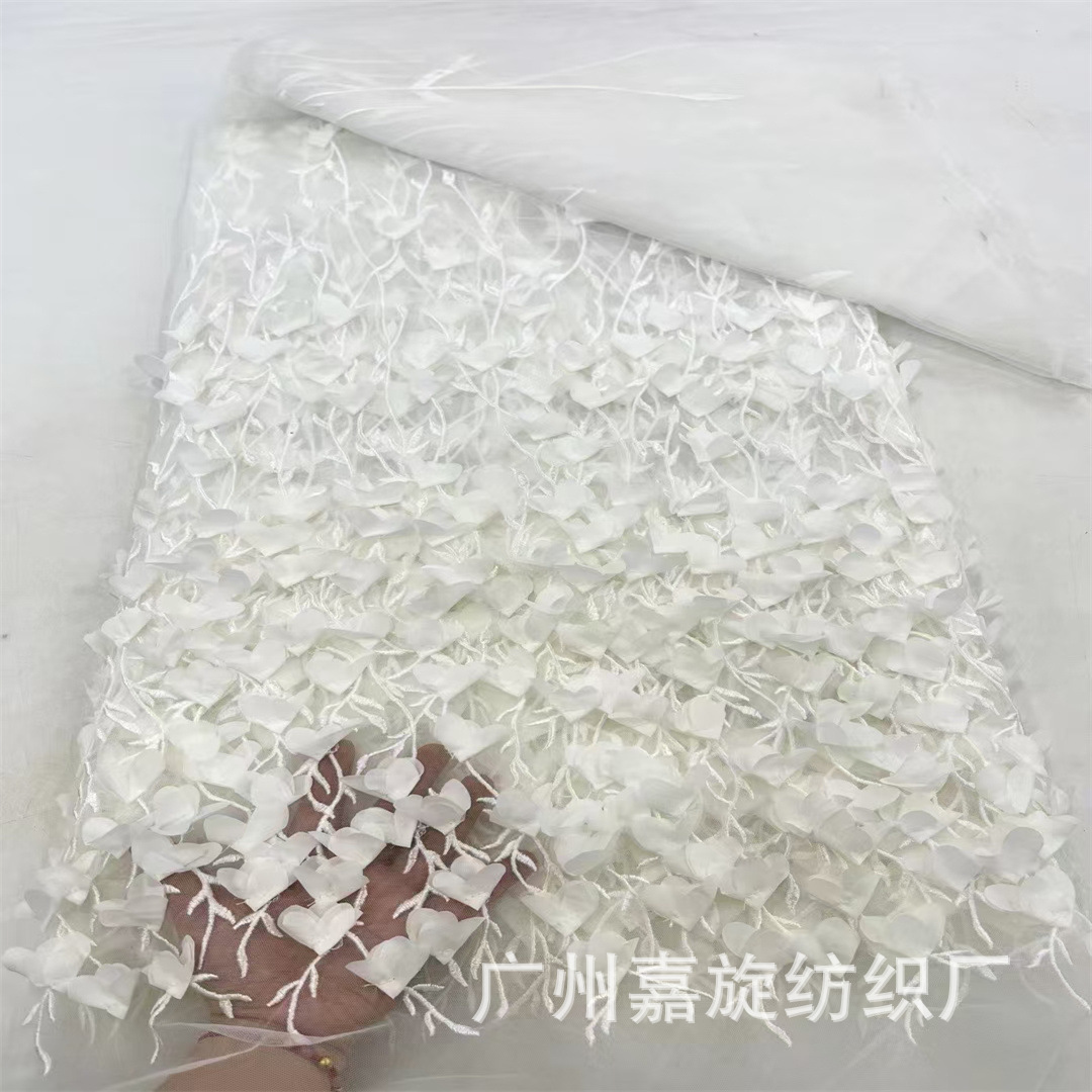 Picture of Unilateral gradient three-dimensional flower embroidery mesh fabric wicker flower children's clothing tutu skirt dress dress embroidered cloth