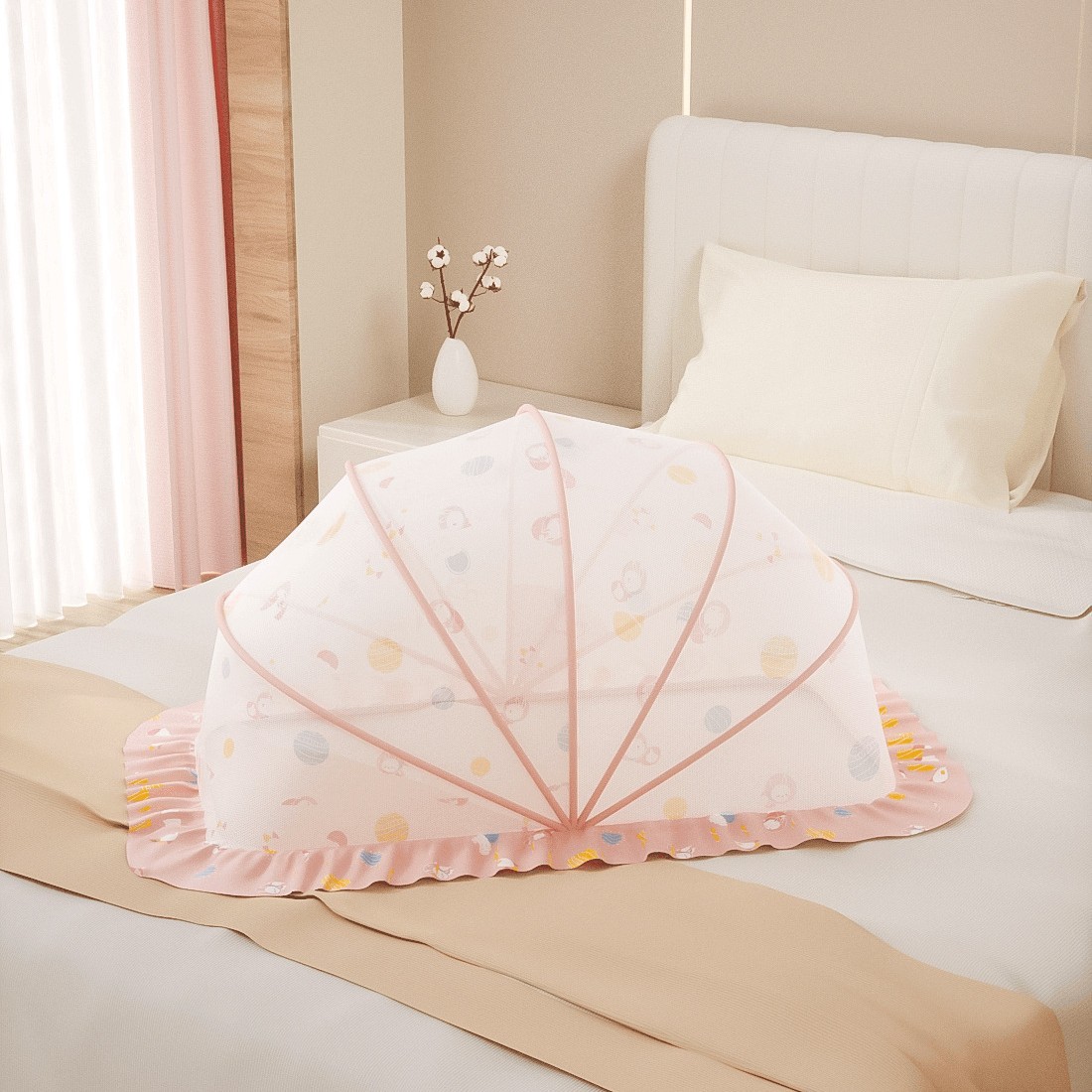 Picture of Baby Mosquito Net, Full-Cover Yurt for Babies, Foldable Universal Crib Mosquito Net for Infants and Toddlers, Light-Blocking