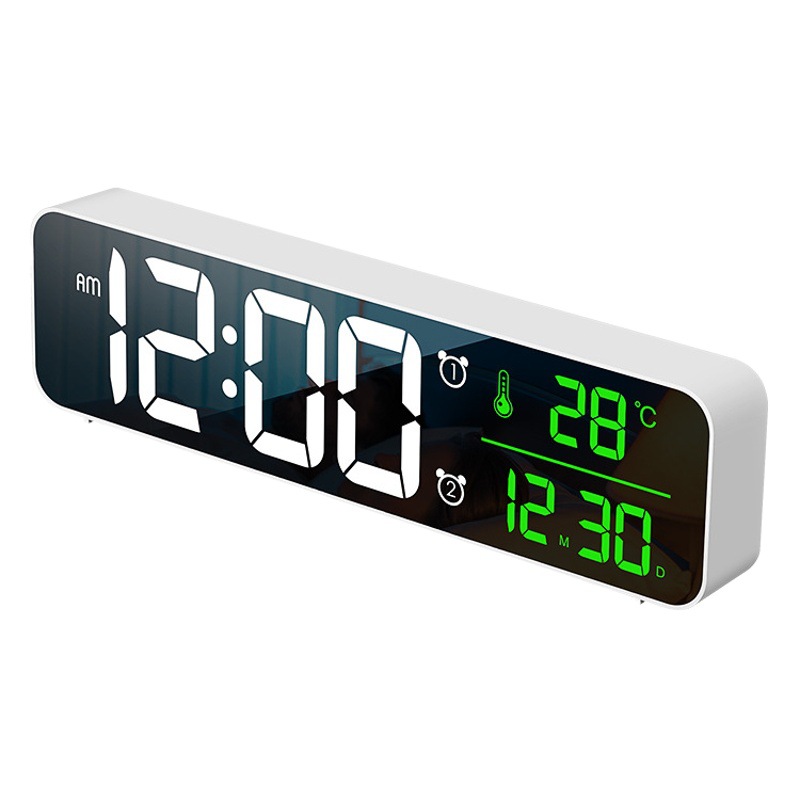 Modern Simple LED Music Electronic Alarm Clock Living Room Large Screen Mirror Luminous Clock Multifunctional Plug-in Clock