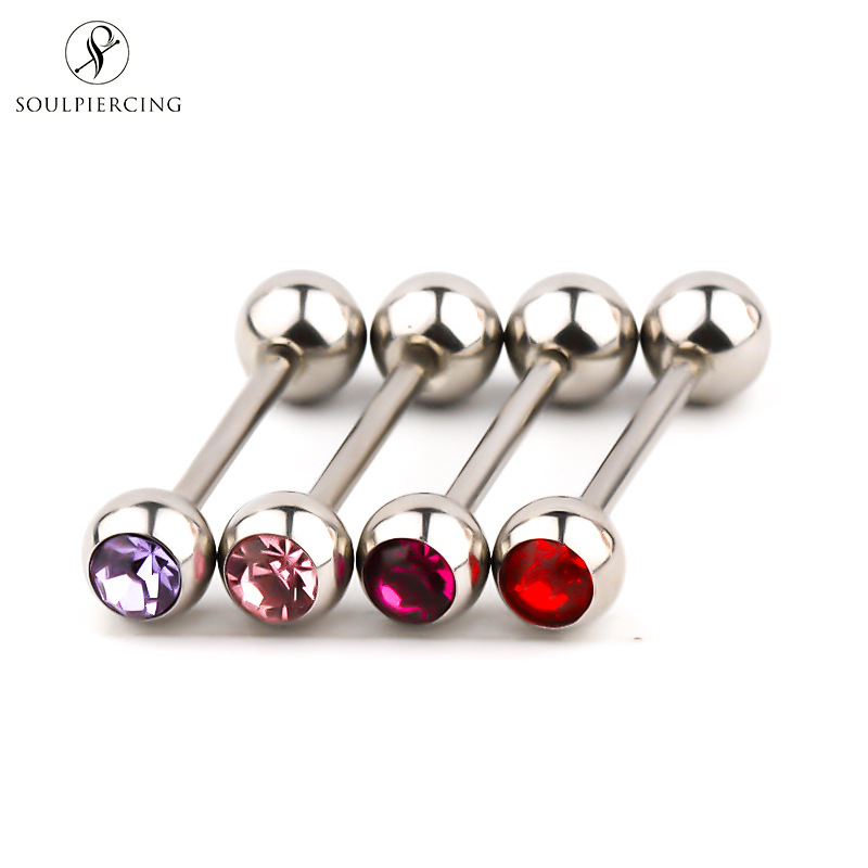 Picture of Stainless Steel Tongue Rings, Piercing Jewelry for Hot Girls, Lip Studs, Nipple Studs, Tongue Studs, Titanium Steel Tongue Studs, Cross-Border Multi-Color Ins Style