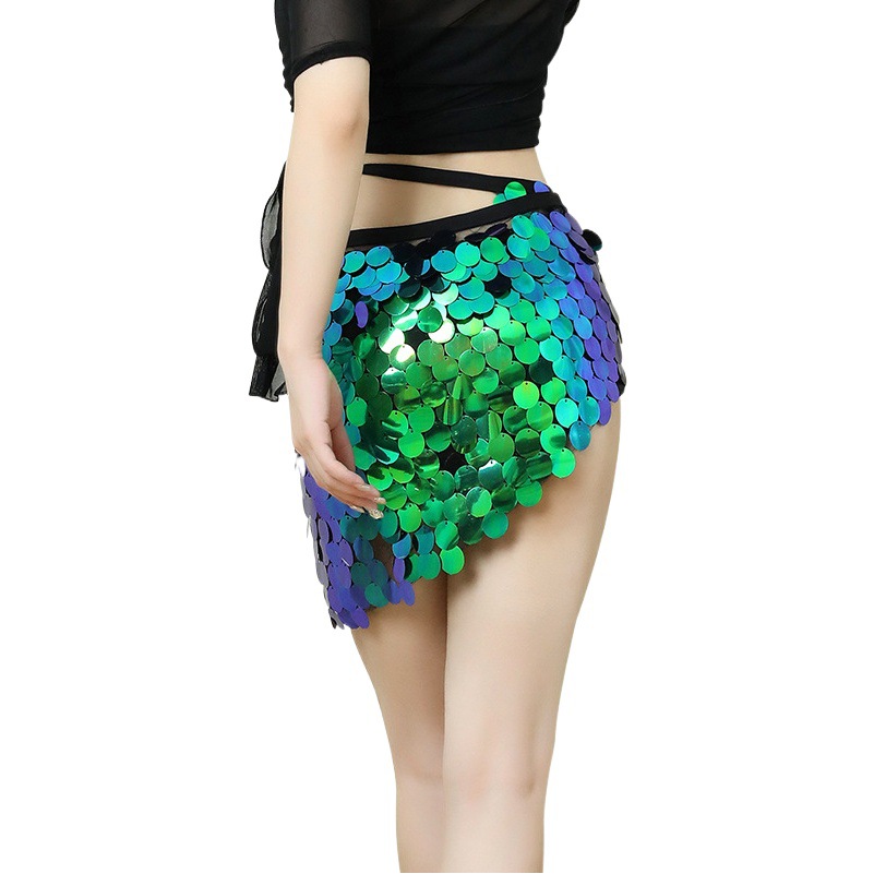 2023 new belly dance hip towel waist chain suit sexy sequins hip skirt triangle towel practice clothes