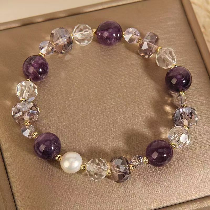 New Style Fresh Purple Crystal Bracelet Women's Best Friend Mori Ins Light Luxury Simple Bracelet for Girlfriend Gift
