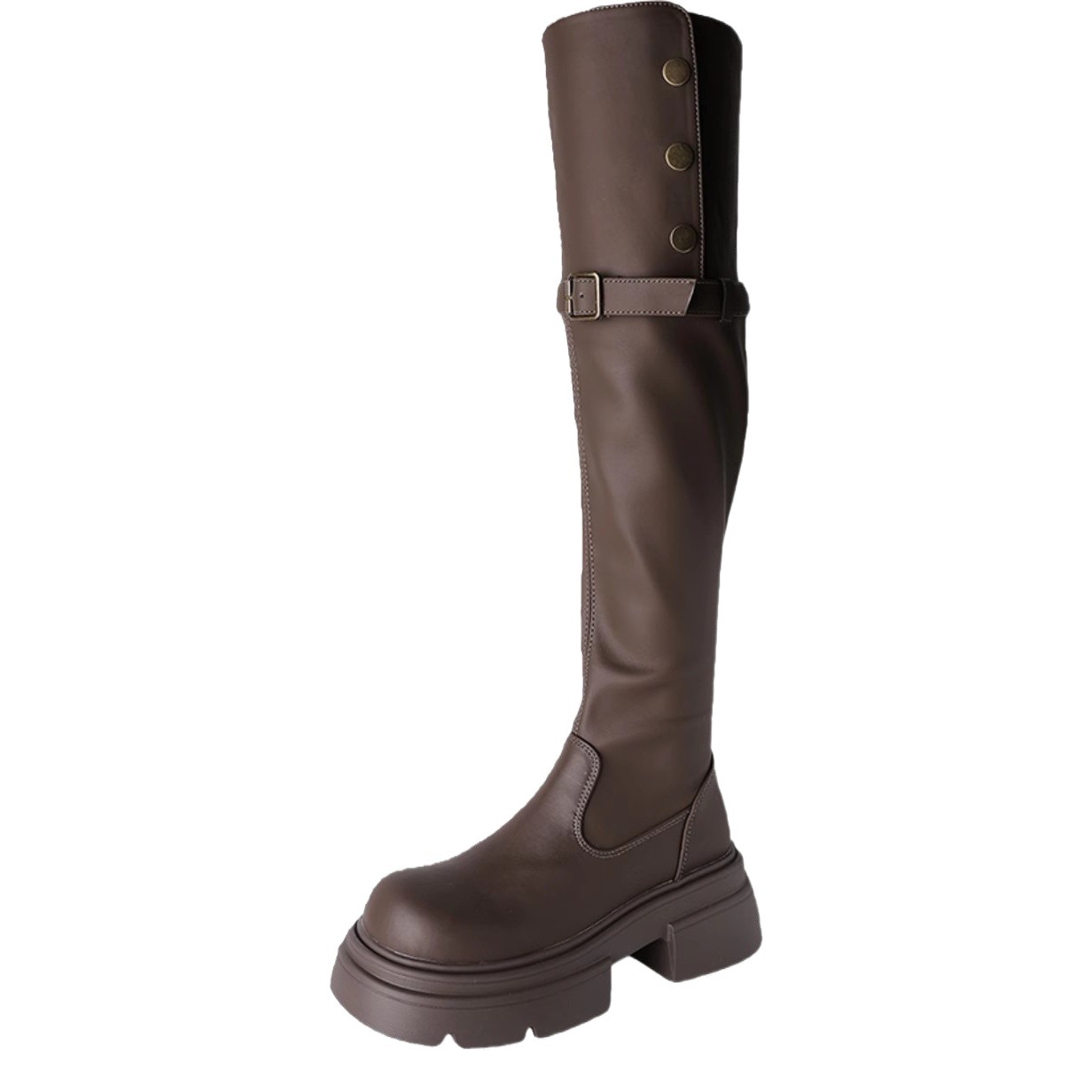 Two-wear thick-soled boots women's 2024 autumn and winter new Joker thick heel fleece-lined thick leg boots knight knee boots