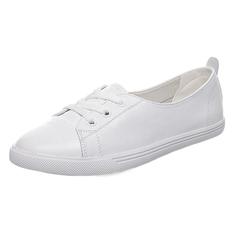 Genuine First-Layer Cowhide Shallow Mouth Flats 2025 Spring Genuine Leather White Shoes for Women Versatile Pregnant Women Spring K-Style