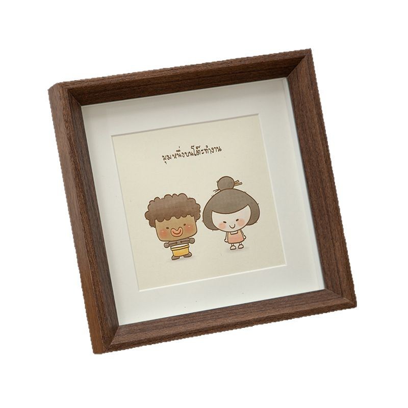 Picture of Wooden Square Small Photo Frame Platform ins Style Mini Photo Frame Ornaments 4 Inch 5 Inch 6 Inch Picture Frame Hollow Photo Frame Wholesale