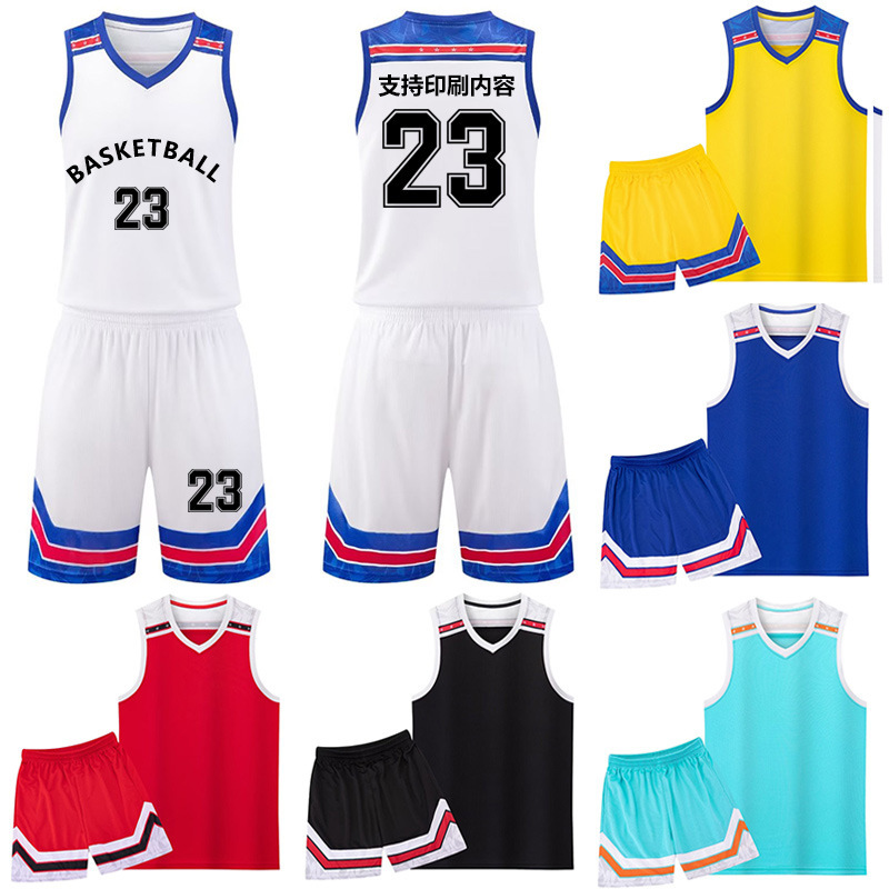 Basketball uniform suit male college student sports training uniform children competition team uniform printed basketball jersey wholesale breathable fashion