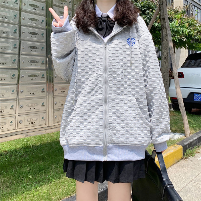 Picture of Autumn and Winter New Style Japanese Style Sweet Loose Retro Versatile Student Niche Design Waffle Jacket Women's Cardigan Top