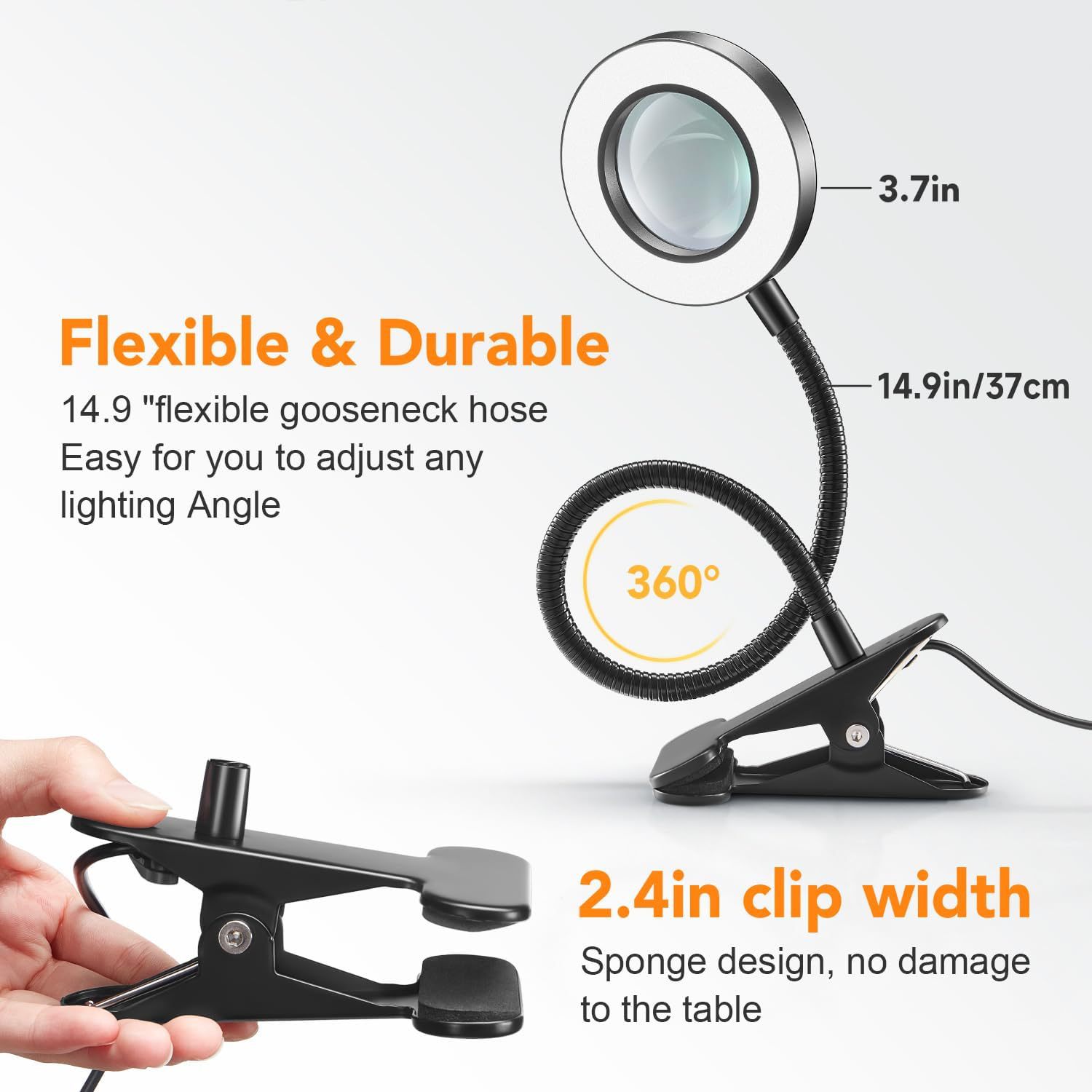 Cross-Border 4inch Clip-On Magnifying Glass Table Lamp Ring Beauty Fill Light Nail Art Pattern Embroidery Special Clip Lamp