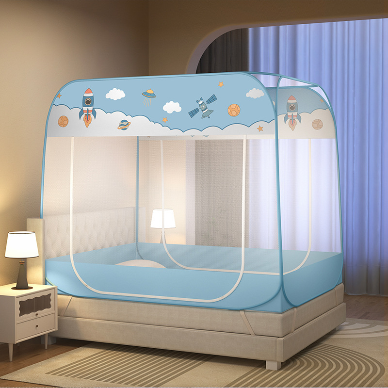 Picture of Installation-Free Square-Top Yurt Mosquito Net, Foldable, for 1.8m Single/Double Beds, 1.2m Bottomless, 1.5m Mosquito-Proof Bed Curtain
