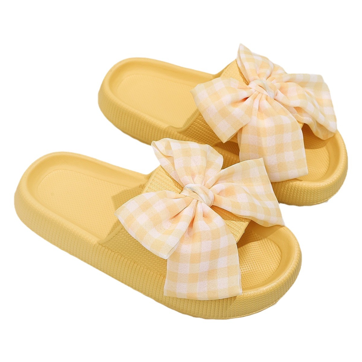 2024 slip-on sandals ins plaid bow thick bottom slippers summer wholesale Women's eva European and American style