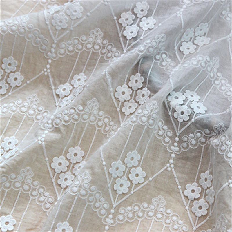 Duolong new lace full-width computer embroidery bilateral wave edge Cotton Lolita fabric suitable for spring, summer and autumn