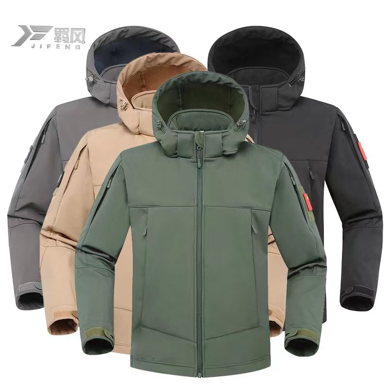 Picture of Jiefeng Outdoor Shark Skin Soft Shell Jacket Windproof Waterproof Warm Thickened Military Fan Tactical Three-in-One Jacket