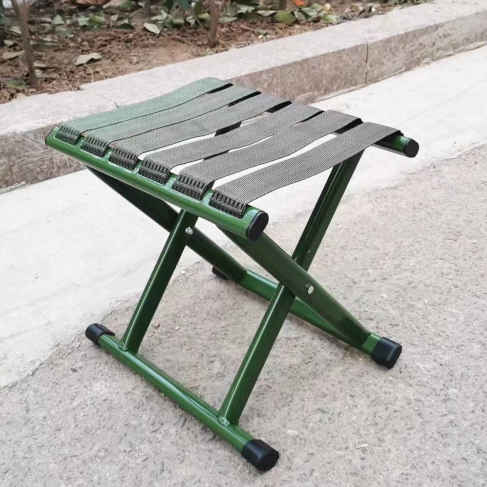 Foldable Portable Thickened Flat Tube Folding Chair Outdoor Fishing Chair Large Adult Picnic Metal Small Stool