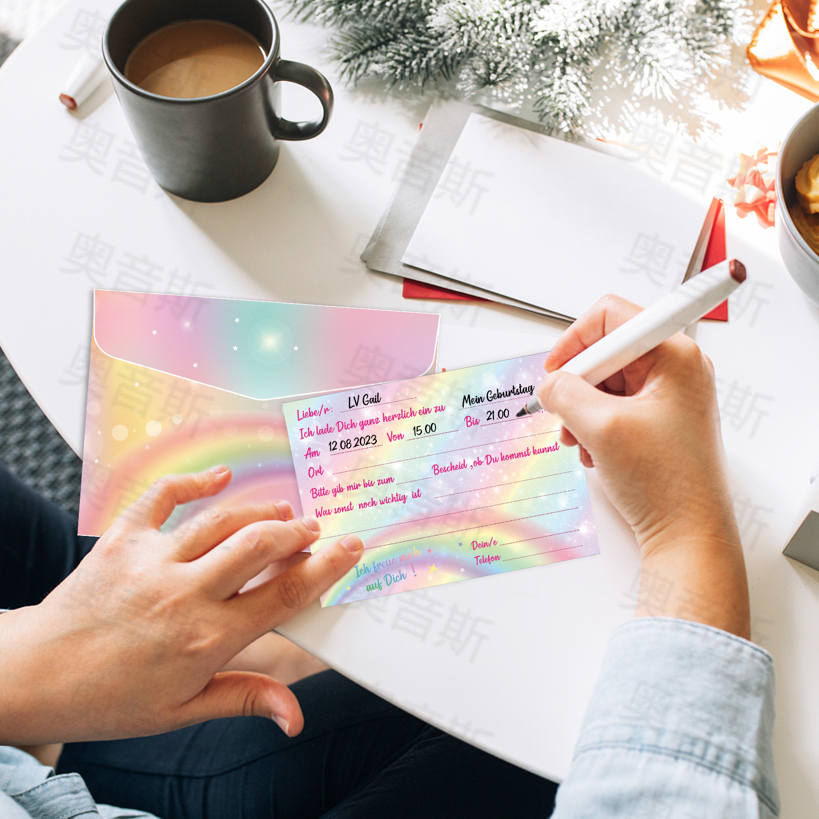 Picture of German Invitation Card Invitation German Station German Rainbow Color Party Birthday Invitation Card Amazon Explosions