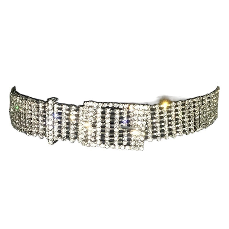 European and American Accessories Shiny Rhinestone Belt Fashionable Rhinestone Women's Belt Metal Full Diamond Explosion Diamond Belt for Women