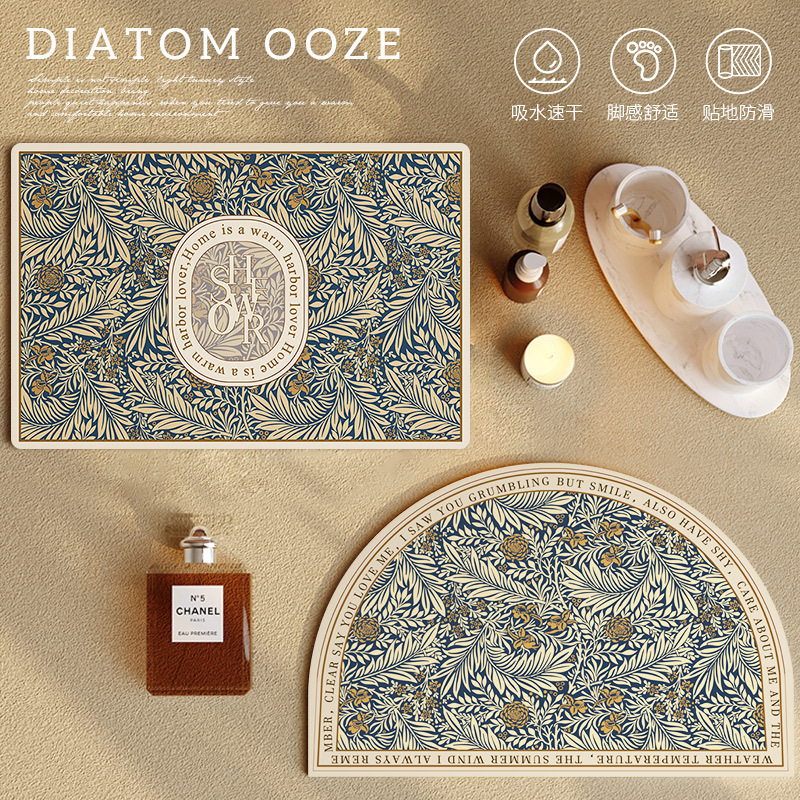 Picture of Diatom mud carpet vintage American floor mat bathroom door mat bedroom entrance mat bathroom kitchen entrance mat