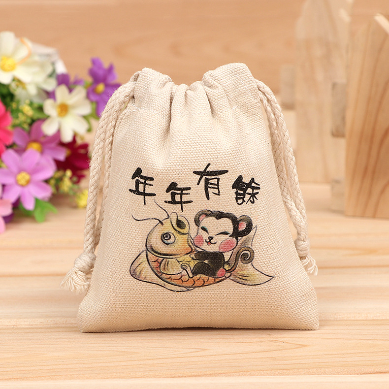 Canvas Storage Bag Lipstick Jewelry Drawstring Drawstring Pocket Custom Cloth Bag Logo Remote Control Dust Bag