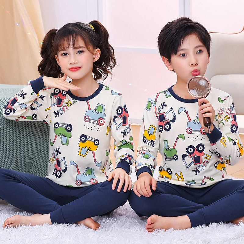 Picture of Children's autumn clothes long pants pure cotton boys' and girls' underwear suit cartoon children's autumn and winter new two-piece set bottoming