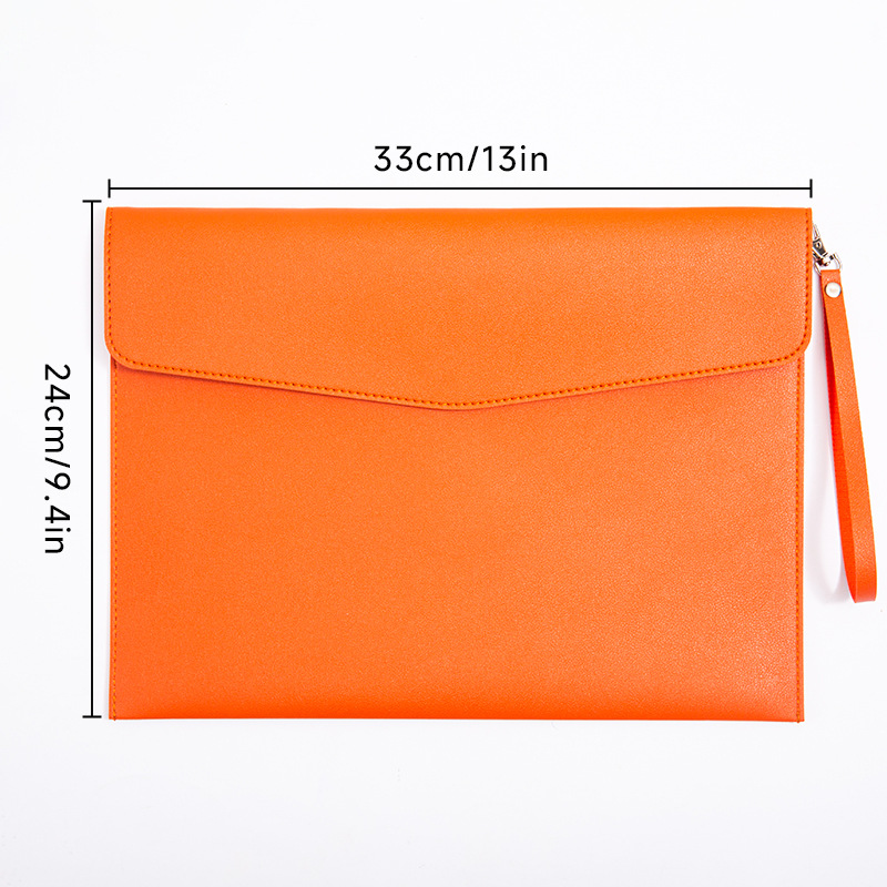 Picture of A4 leather file bag thickened file bag waterproof data bag business briefcase bill storage bag custom logo