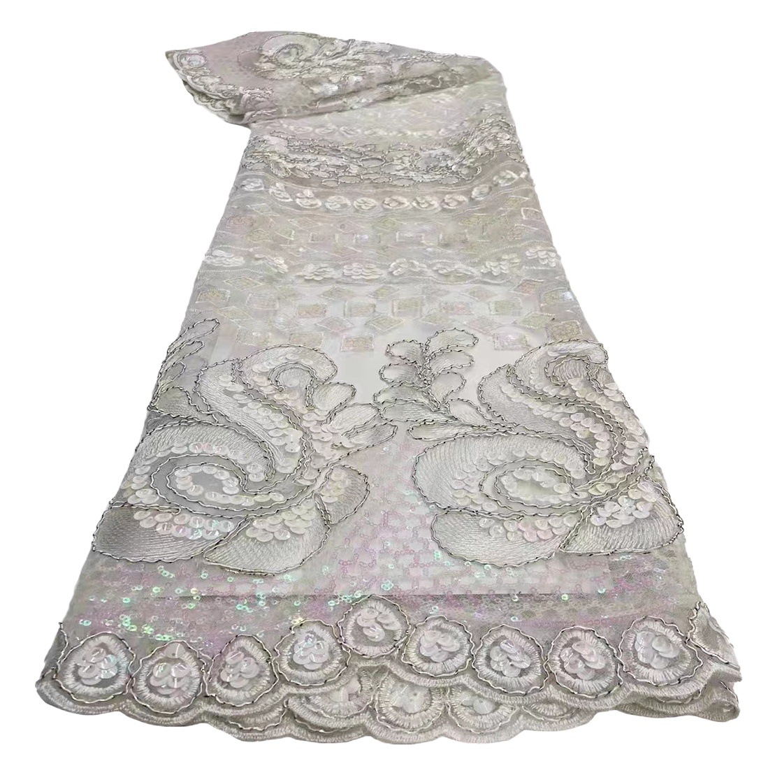 In-Stock Double Diamond Pattern Bone Cord with Rhinestones and Glass Yarn Fabric for Middle Eastern and African Embroidery