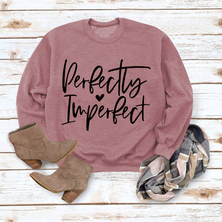 Picture of Amazon Wish Cross-Border Autumn and Winter Fashion Perfect Imperfect Letter Print Women's Sweatshirt