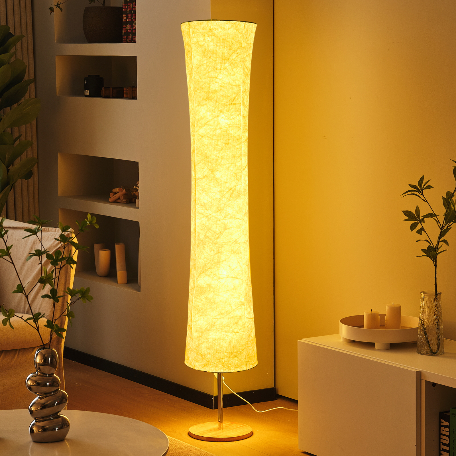 Picture of Cross-Border Amazon Fabric Floor Lamp Ledrgb Seven-Color Remote Control Atmosphere Light for Living Room and Bedroom with Adjustable Brightness