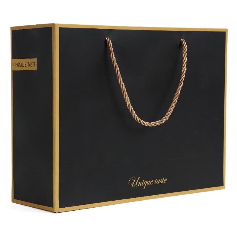 Simple black white cardboard bag in stock advertising clothing shopping bag printed LOGO exquisite gift bag