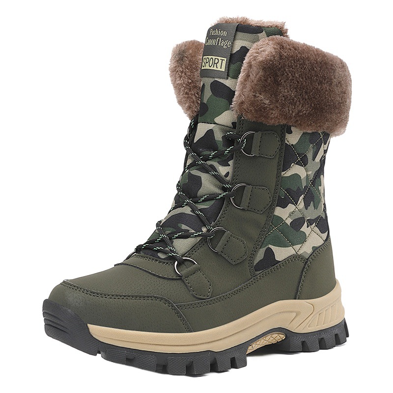 Cross-border autumn and winter New snow boots fleece-lined men and women couple camouflage warm cold-proof outdoor camping hiking hiking shoes