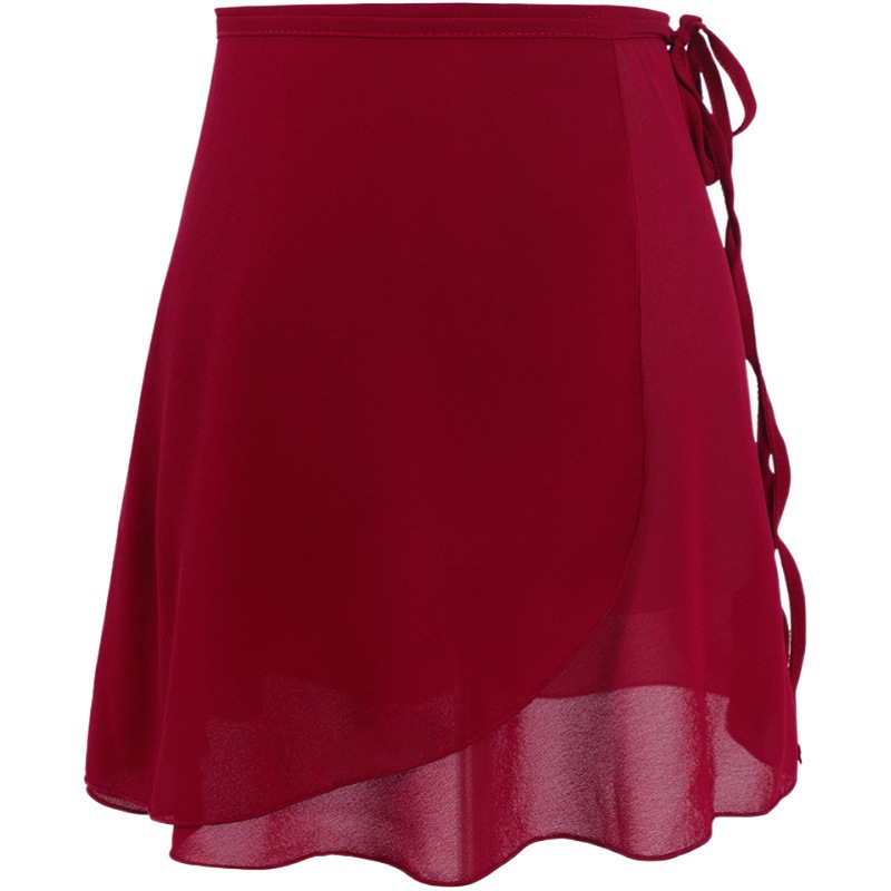 Ballet Skirt Adult Women's Skirt One-Piece Skirt Ballet Practice Dress Chiffon Dance Lace-Up Hip Short Skirt