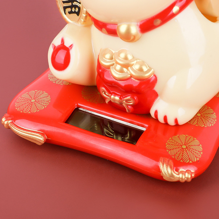 Picture of 2.5 inch solar lucky cat trumpet Chinese waving cat decorations car interior decoration car ornaments home with the same style