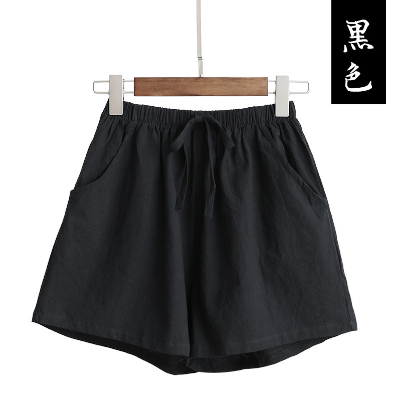 Picture of 2022 New High Waist Cotton and Linen Shorts Women's Linen Slim Loose Hot Pants Large Size Thin Casual Elastic Waist Pants