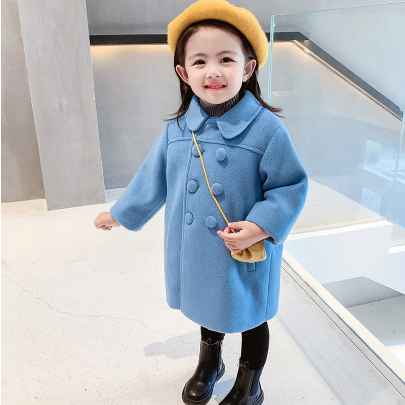 Picture of Foreign Trade Girls' Outwear 2025 Winter New Product Kidsren's Quilted Thickeneded Double-Breasted Elegant Spring Woolen Outwear Kidsren's Clothing