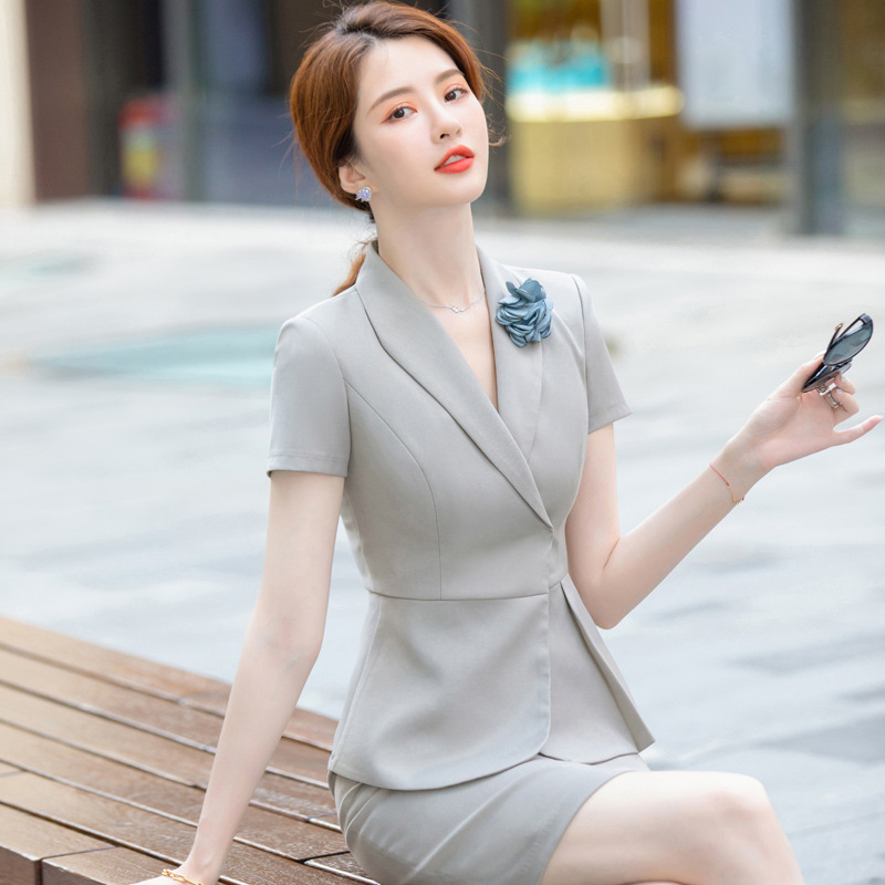 Picture of Jindian work clothes suit summer gray temperament professional suit jewelry shop work hotel front desk work clothes for women