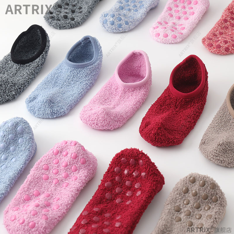 Slippers socks women's plush floor socks warm autumn and winter indoor home non-slip yoga practice fitness adult