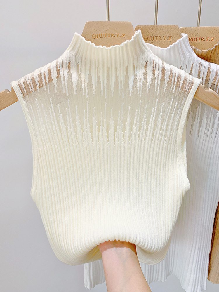 Picture of Sexy half turtleneck camisole women's summer undershirt outer knitted sweater sleeveless top 1688 wholesale